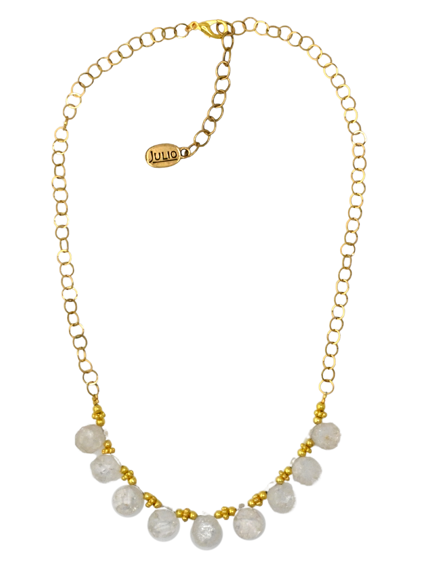 Generate Crackle Quartz Briolettes and Bubble Chain Necklace