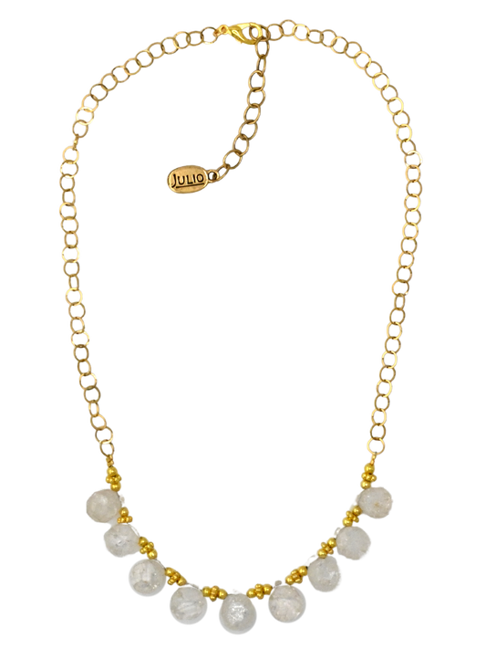 Generate Crackle Quartz Briolettes and Bubble Chain Necklace