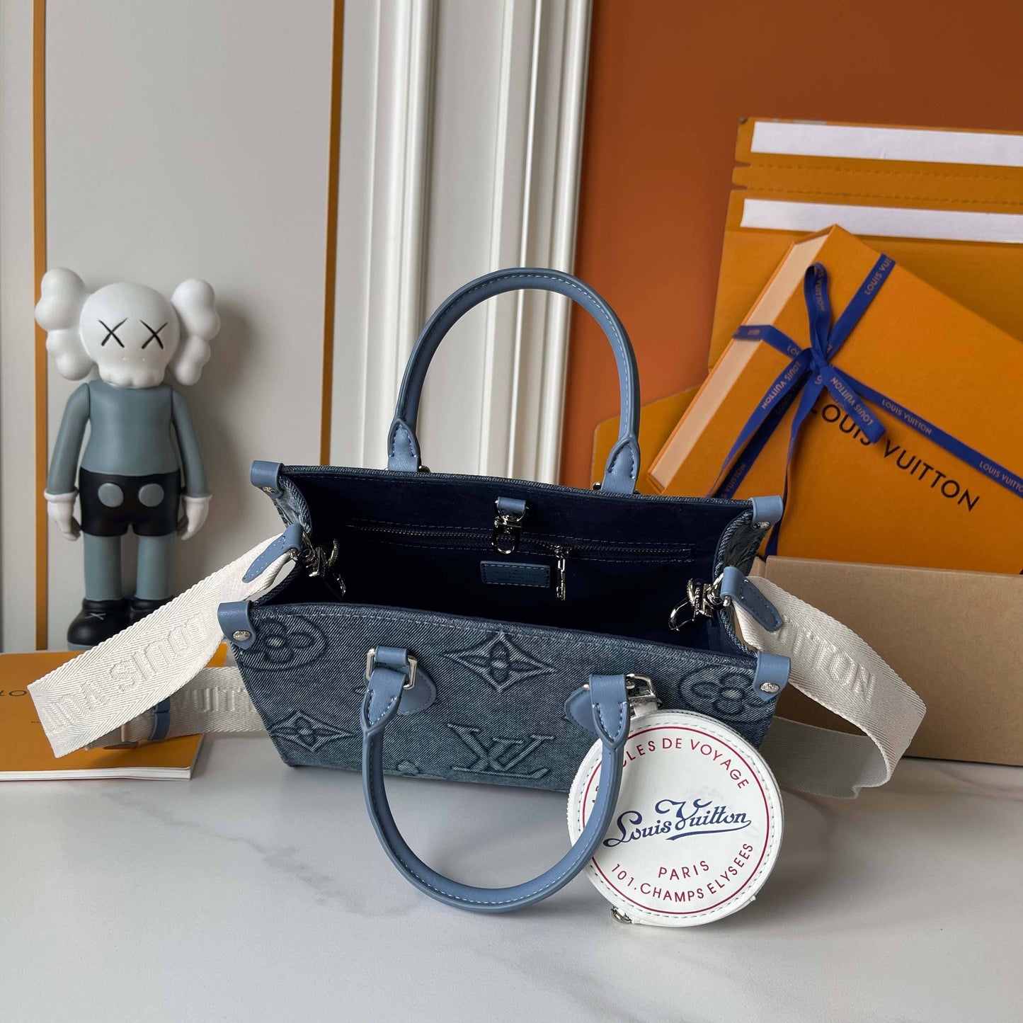 Upcycled LV Designer Denim Monogram Handbag