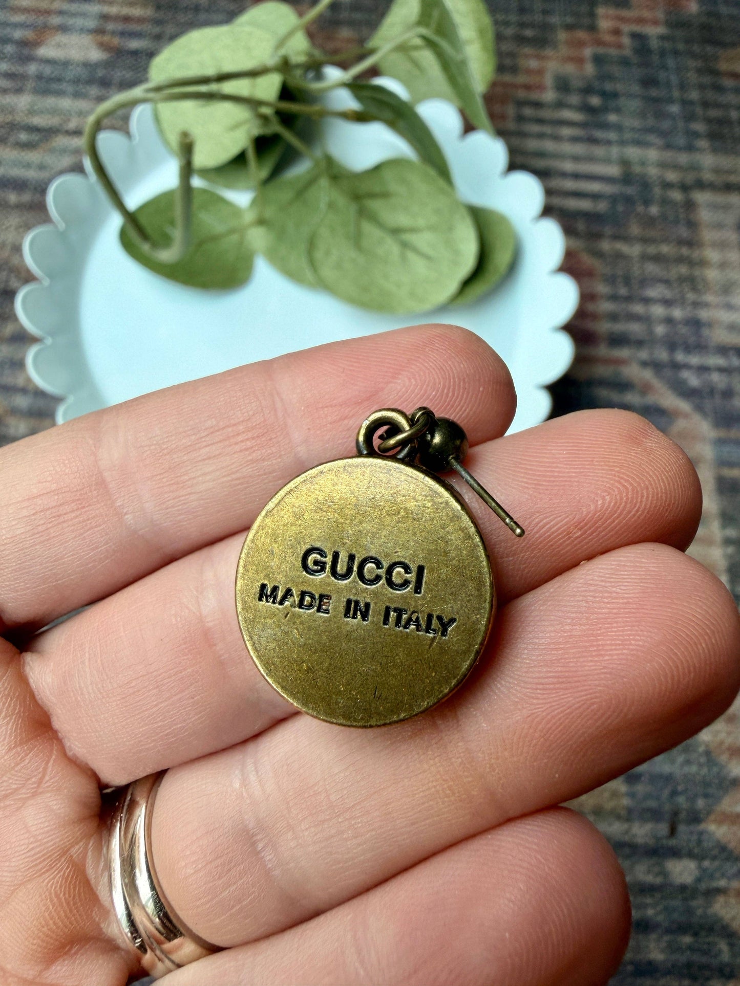 Upcycled Gucci Bee Pendant Earrings