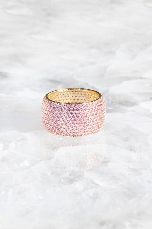 BILLIONAIRE RING- PINK CIGAR BAND RING 14K GOLD VERMEIL