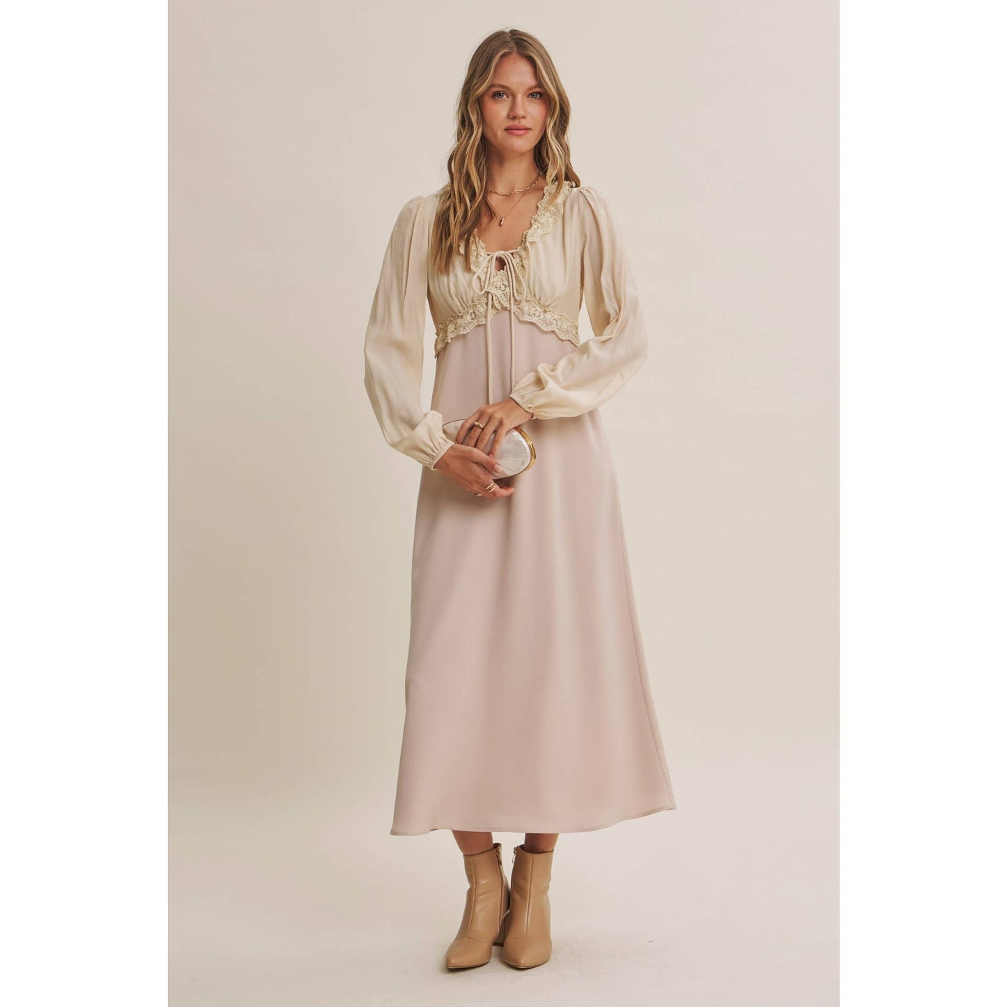 CHAMPAGNE ROSE MIDI DRESS