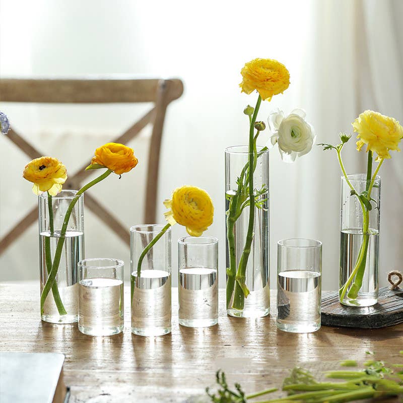 Glass Bud Vases, Light weight GlassVases, Bud Cylinder Vases