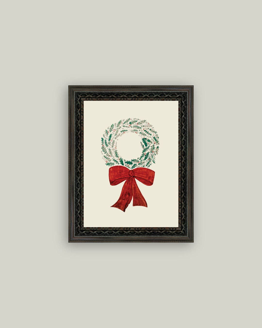 Christmas Wreath Framed Antique Art