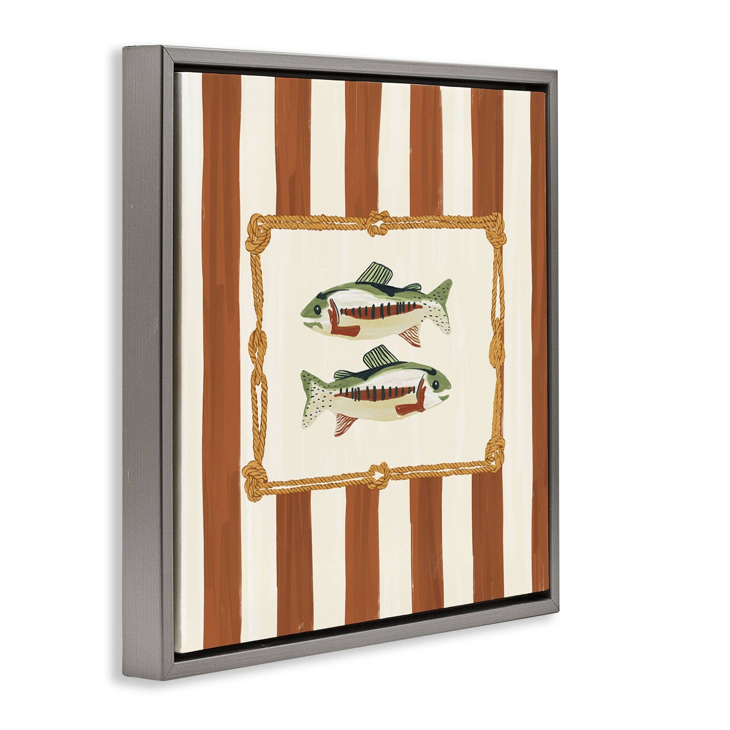 Rope Bordered Fish - Framed Wall Art