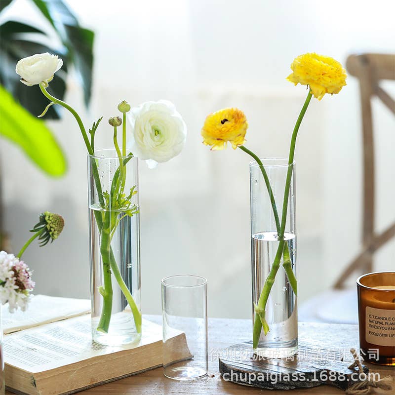 Glass Bud Vases, Light weight GlassVases, Bud Cylinder Vases