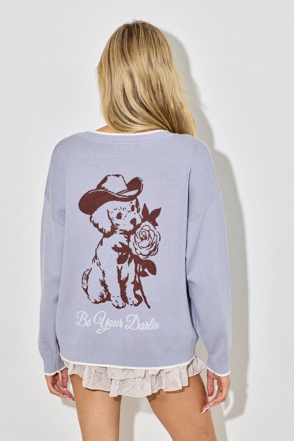 Darlin Puppy Graphic Sweater Cardigan