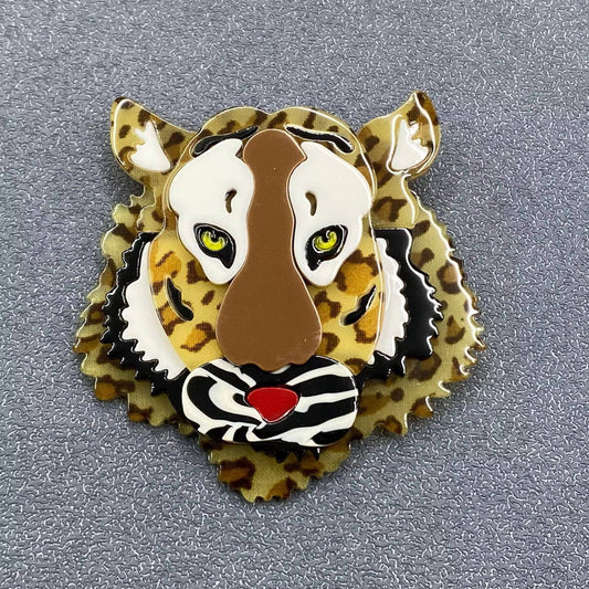 Acrylic Tiger's Head Brooch