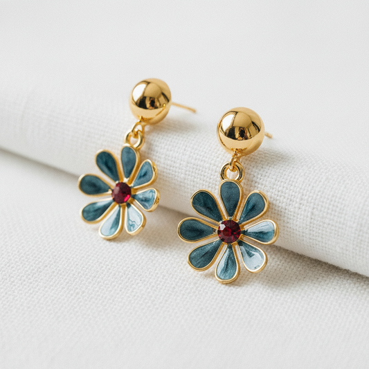 Colorful Painted Daisy Flower Stud Earrings