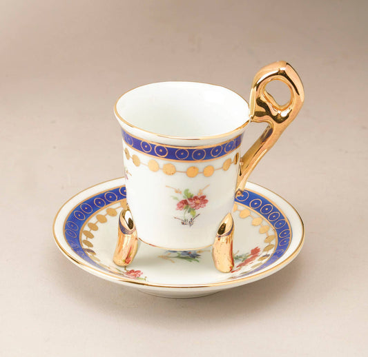 Blue Demitasse Cup & Saucer Set