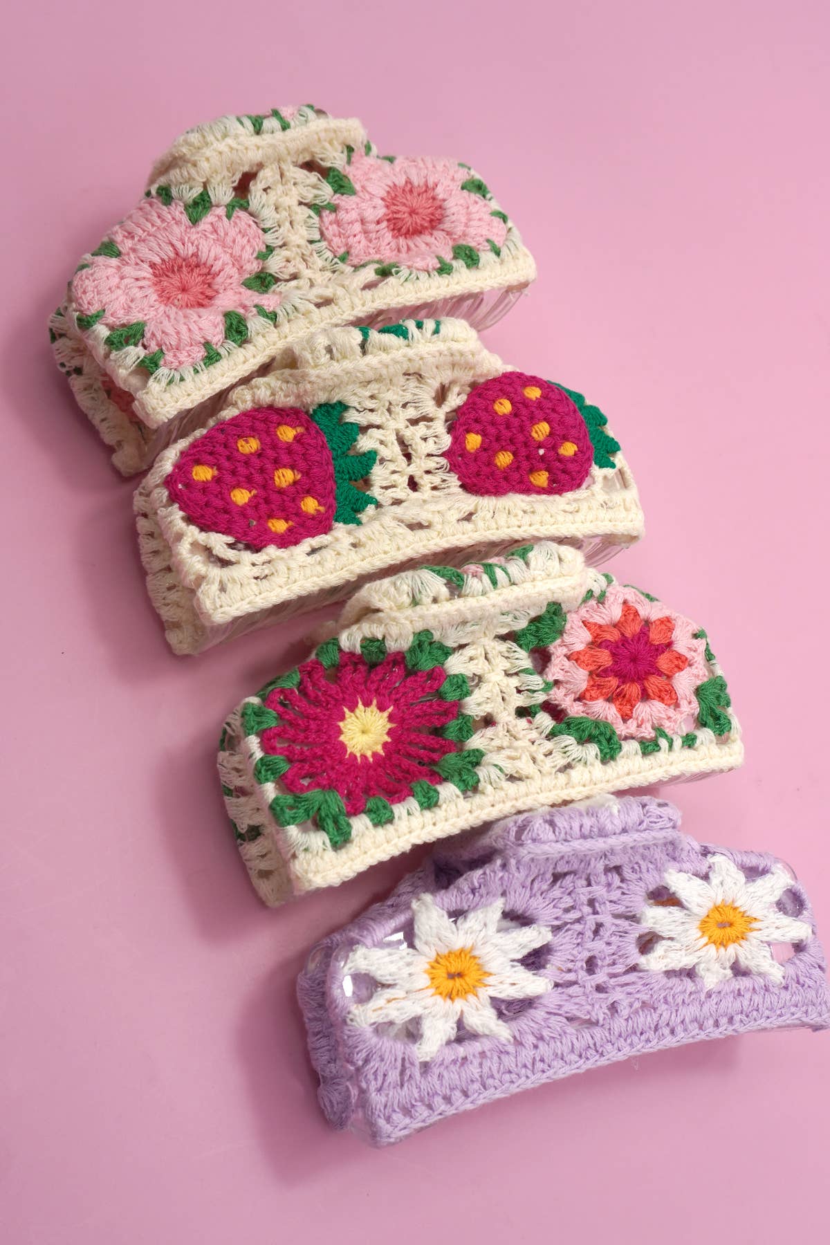 JUMBO HANDMADE CROCHET FLORAL HAIR CLAW CLIPS