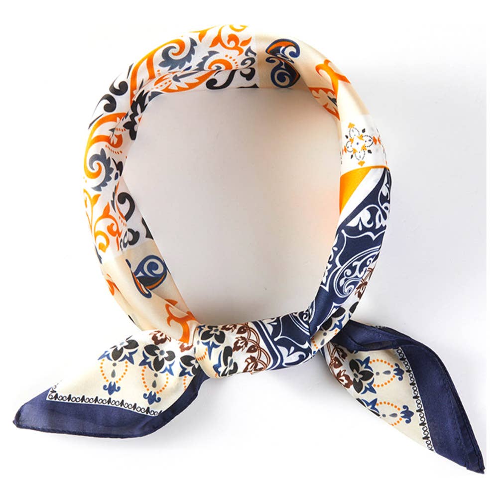 PAISLEY ARABESQUE ORIENTAL BANDANA SQUARE NECK SCARF