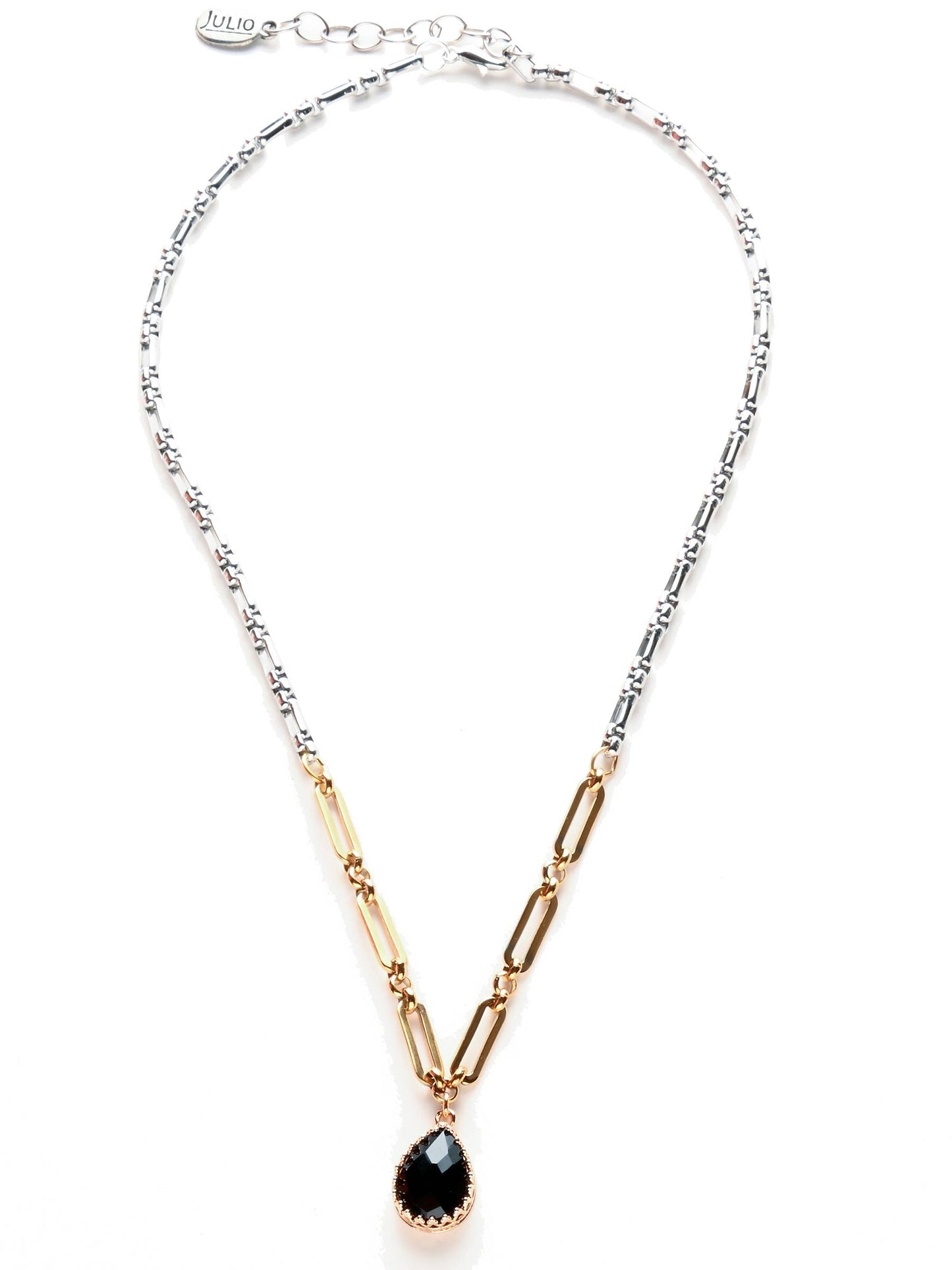Mabank Faceted Crystal Pendant on Duo-Textured Chain