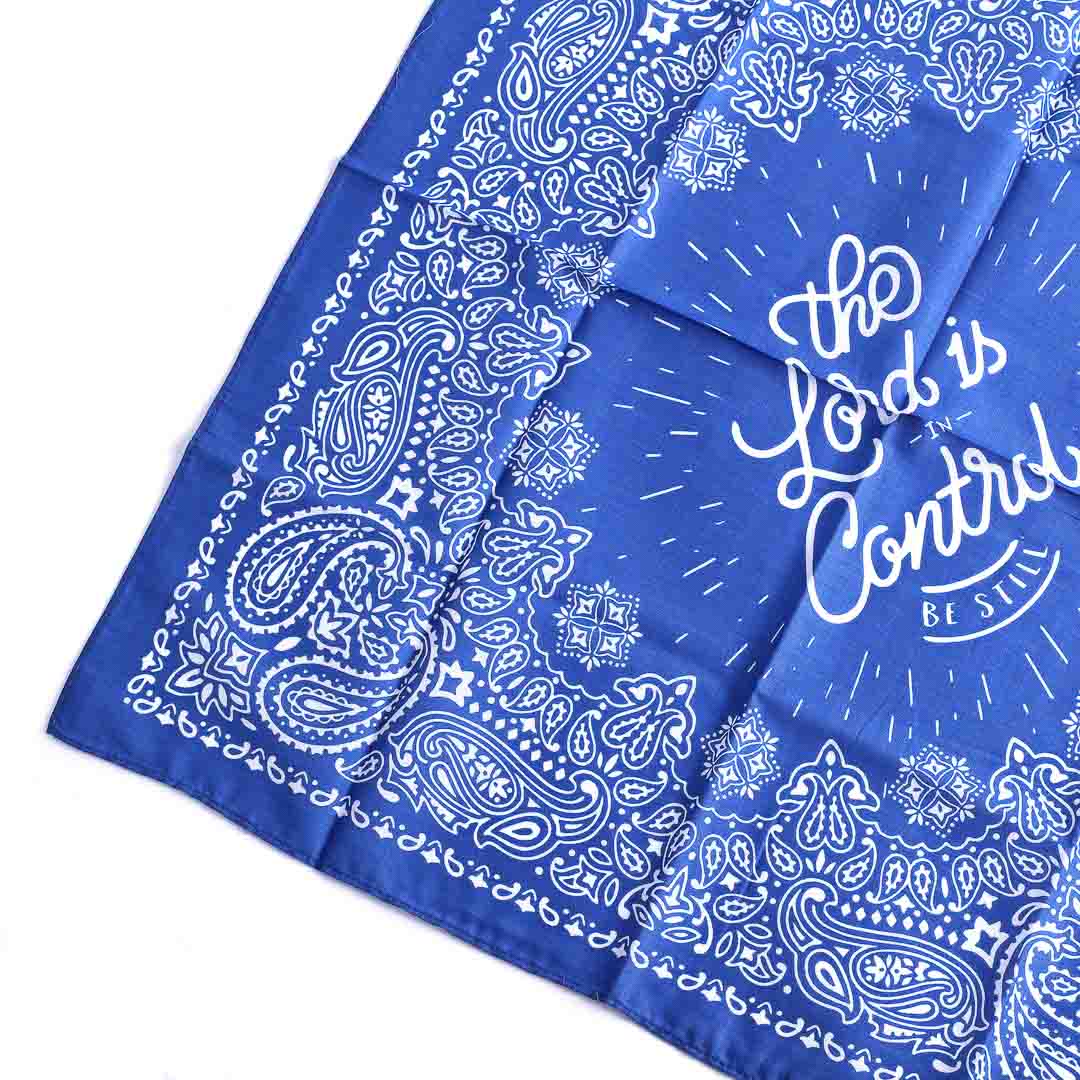 The Lord Is In Control Blue Bandana