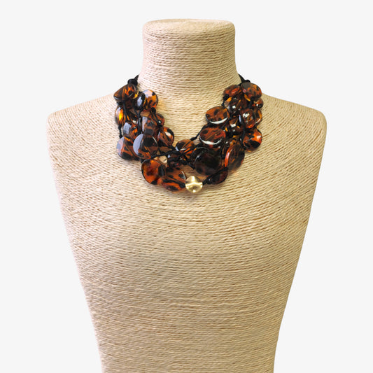Chunky Tortoise Shell Necklace | Handmade Statement Jewelry