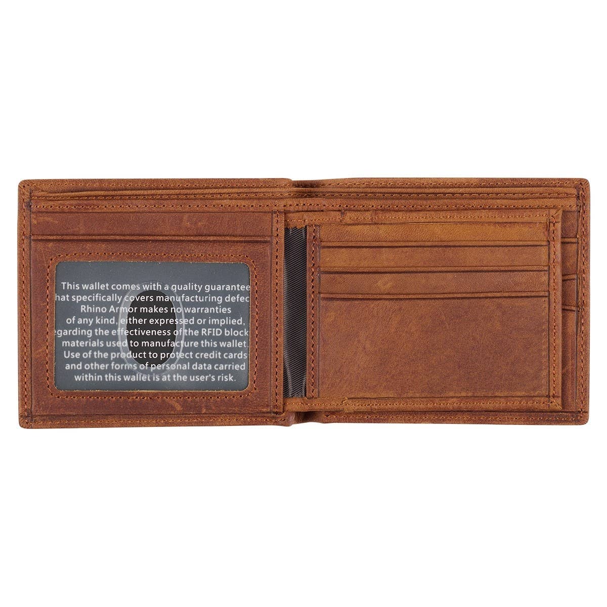 Genuine Leather Wallet Rhino Armor Lt Brown
