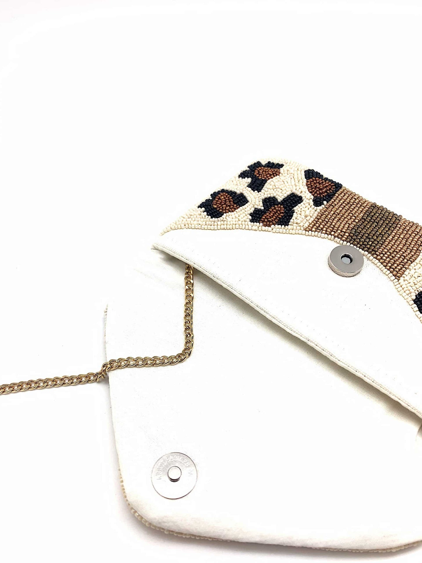 LEOPARD PRINT BEE BEADED MINI CLUTCH