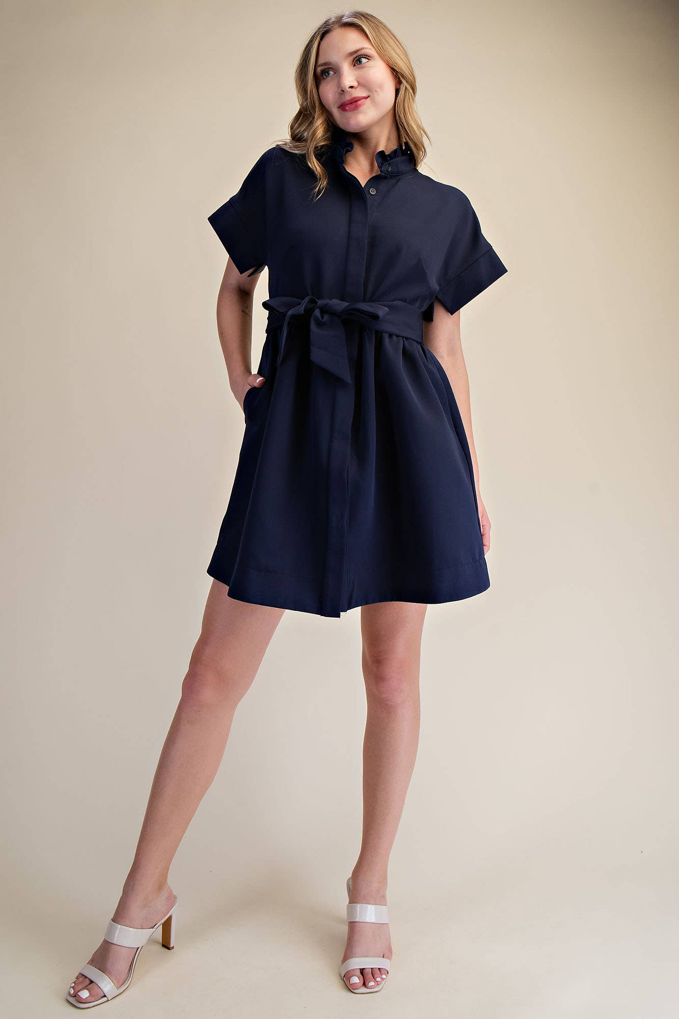 Ruffle Neck Mini Dress