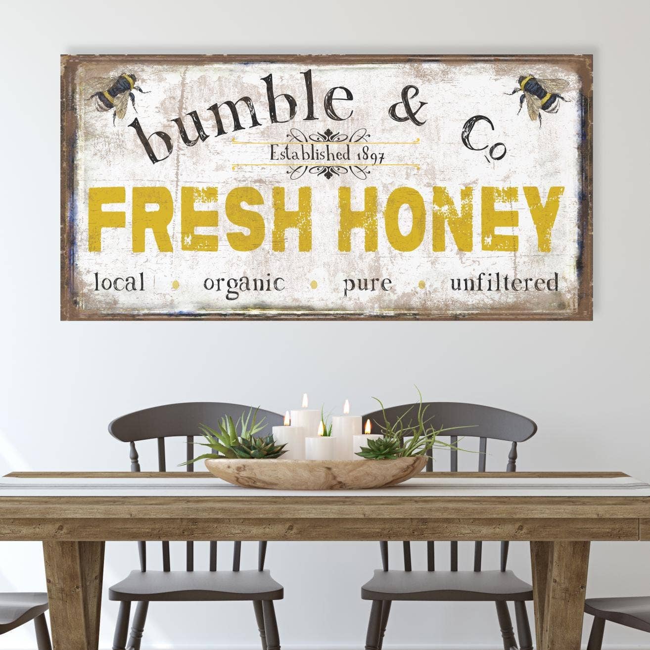Bumble & Co Fresh Honey Large Canvas Wall Art