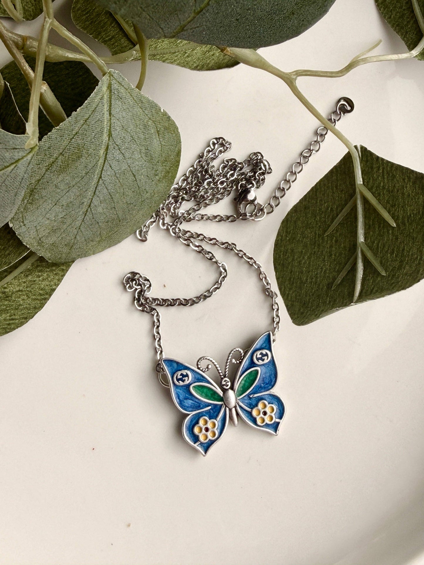 Upcycled Gucci Butterfly Designer Pendant Necklace