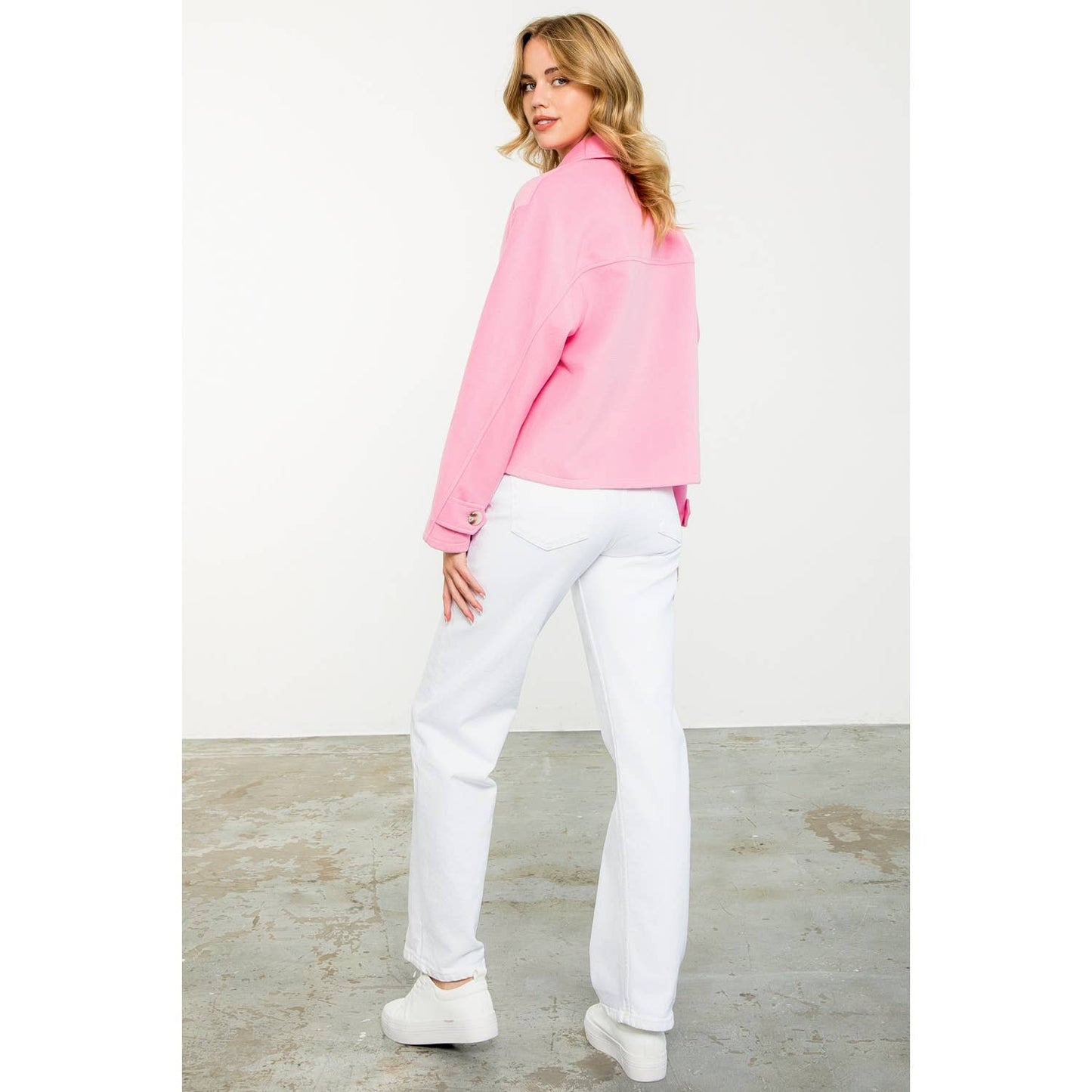 Pink Button-Front Jacket