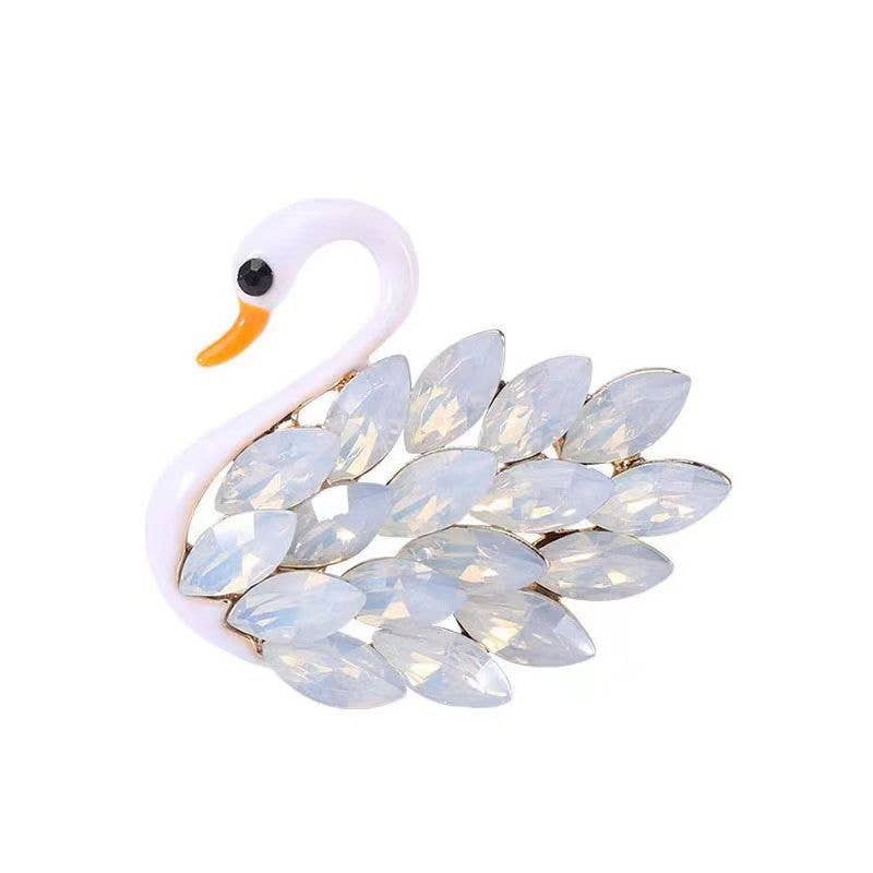 Elegant Swan Sparkling Crystal Brooch