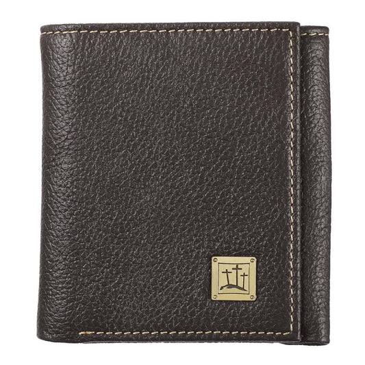 Wallet Leather Brown Crosses Badge