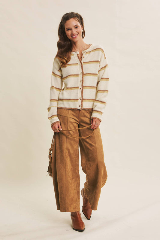 COZY CHARM TO AUTUMN PLAN STRIPE CARDIGAN
