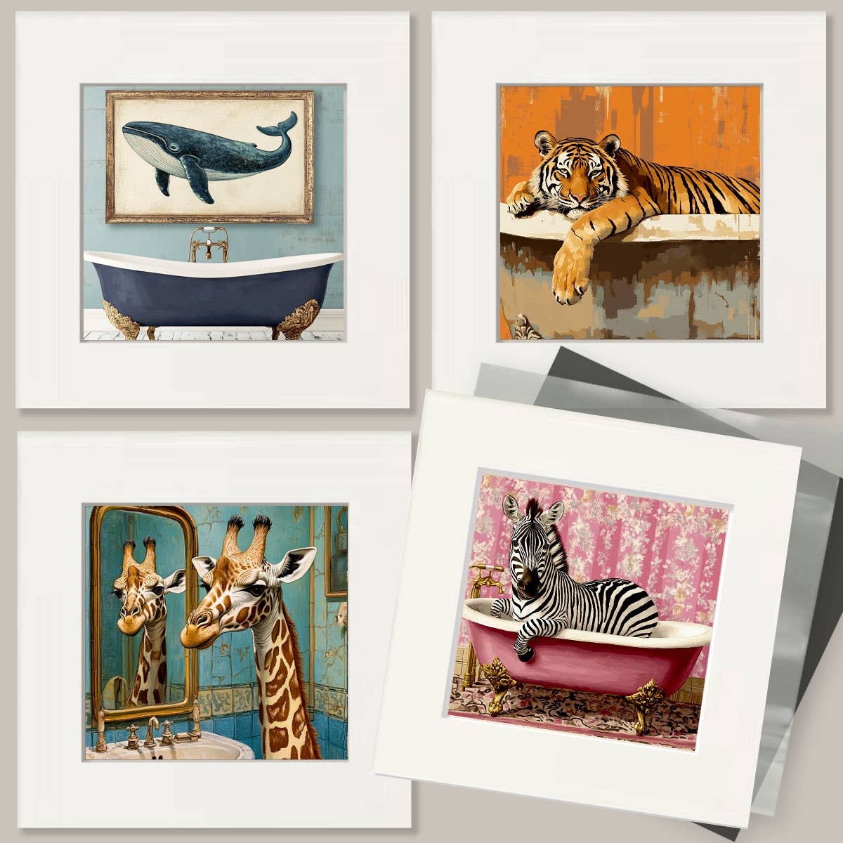 Jewel-Tone Peacock in Bathtub - Funny Bathroom Art Print