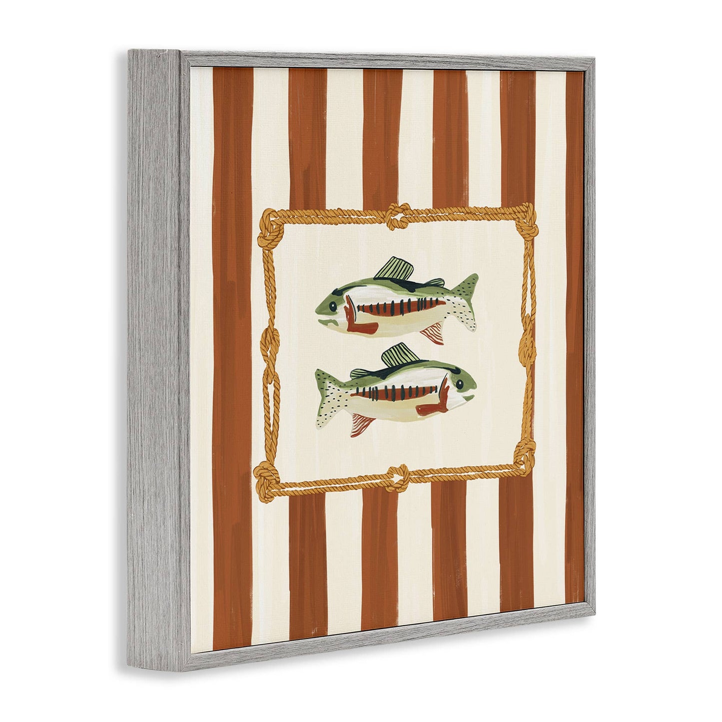 Rope Bordered Fish - Framed Wall Art