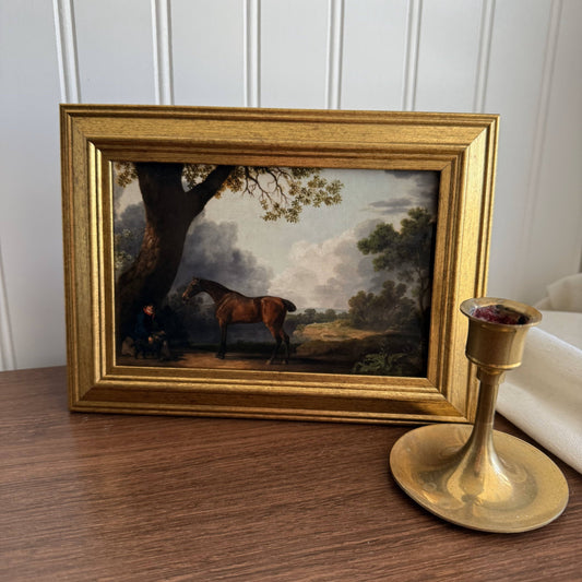 Vintage Style landscape and horse Art Print Framed