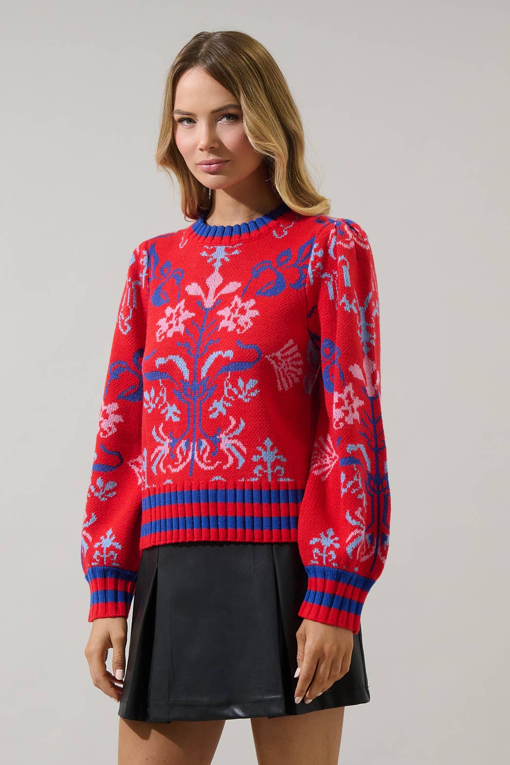 Almila Pleated Long Sleeve Sweater