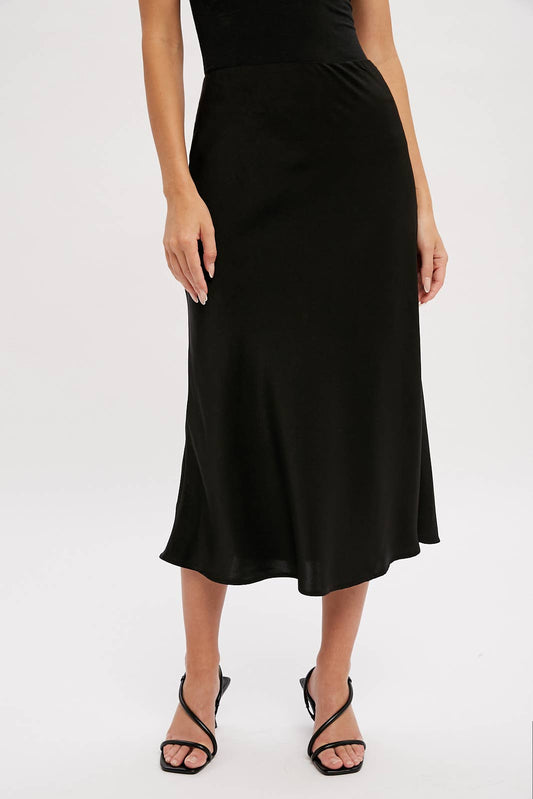 SATIN MIDI SKIRT