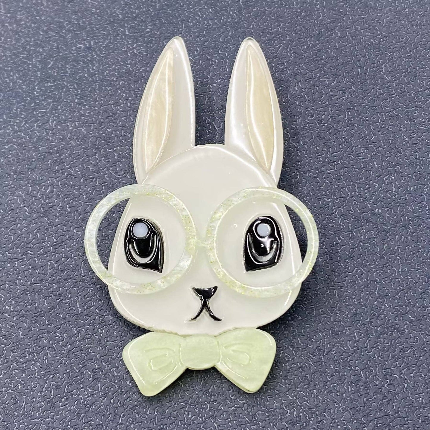 Rabbit with Glasses Acrylic Brooch