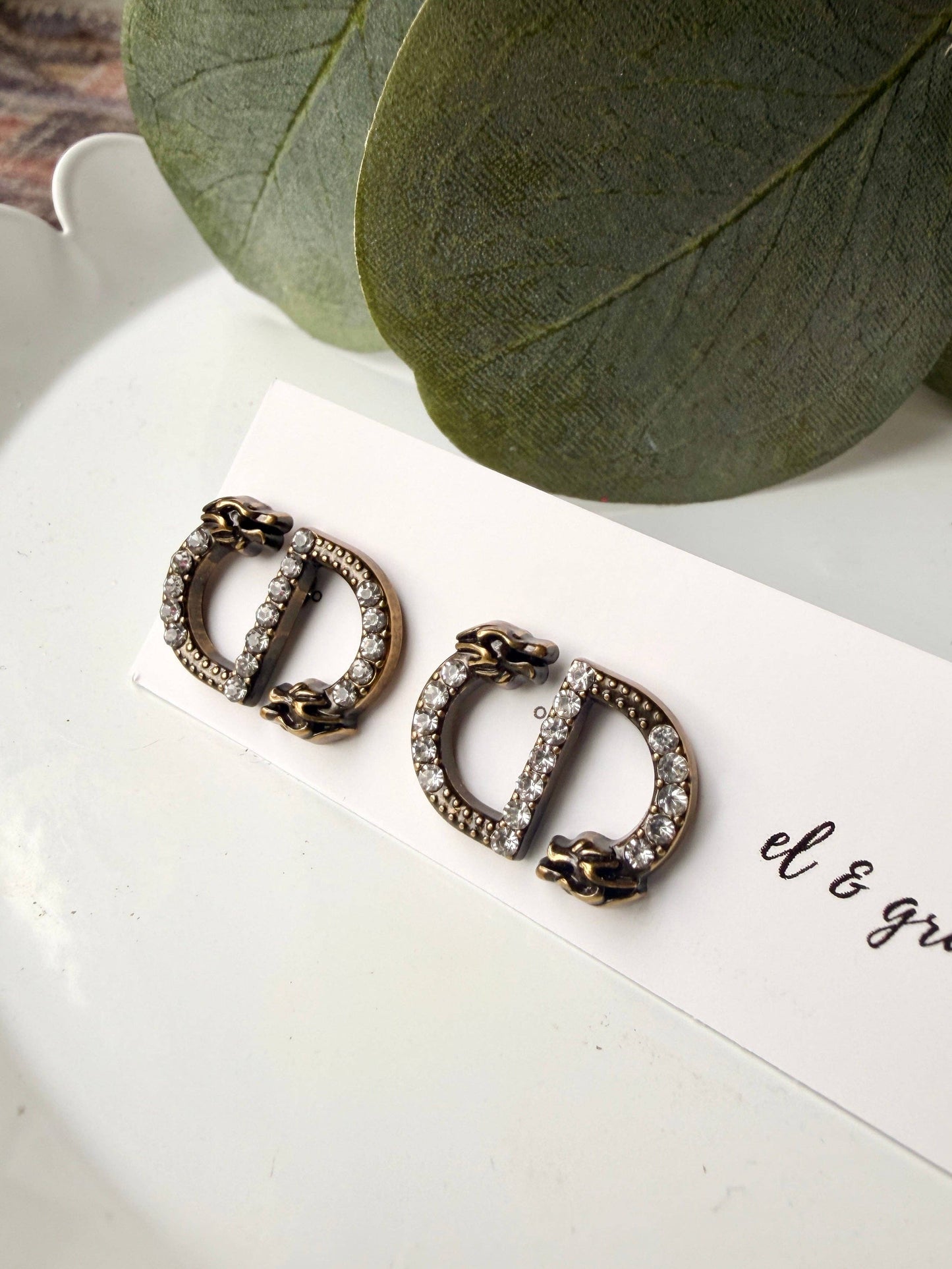 Upcycled Dior Gem Dragon Pendant Earrings