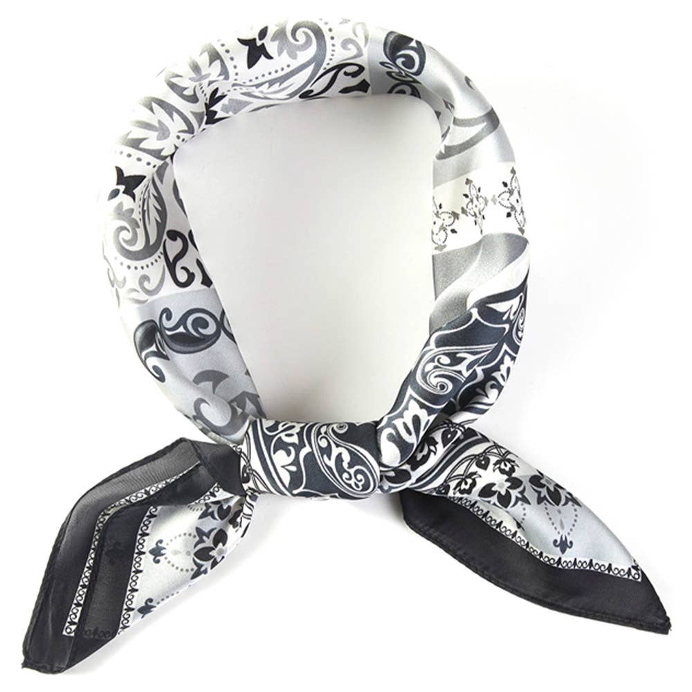 PAISLEY ARABESQUE ORIENTAL BANDANA SQUARE NECK SCARF