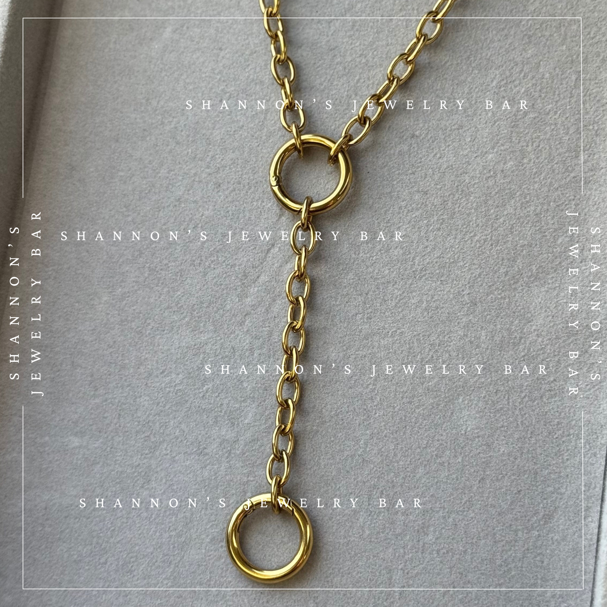 Double Carabiner Chain Necklace, 18K Gold Plated