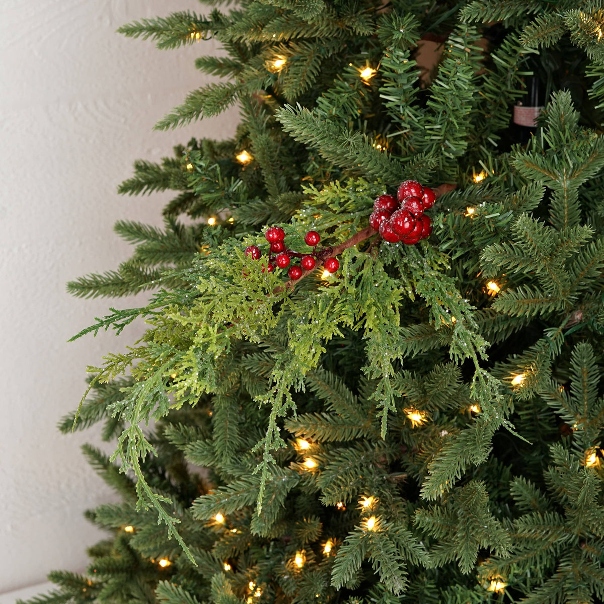 Sparkled Cedar pine and Red Berry Spray-