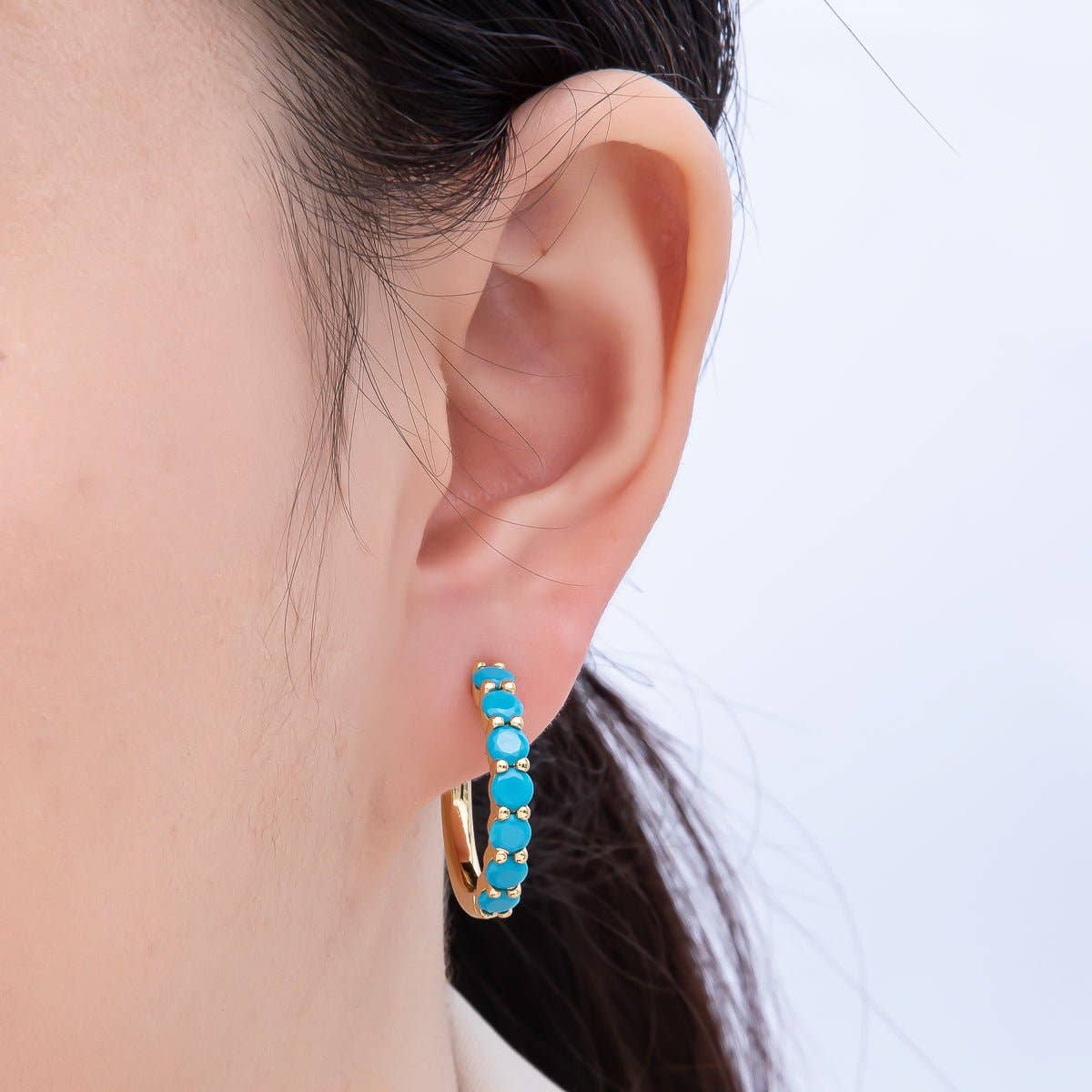 Turquoise Gemstone Hoop Earrings
