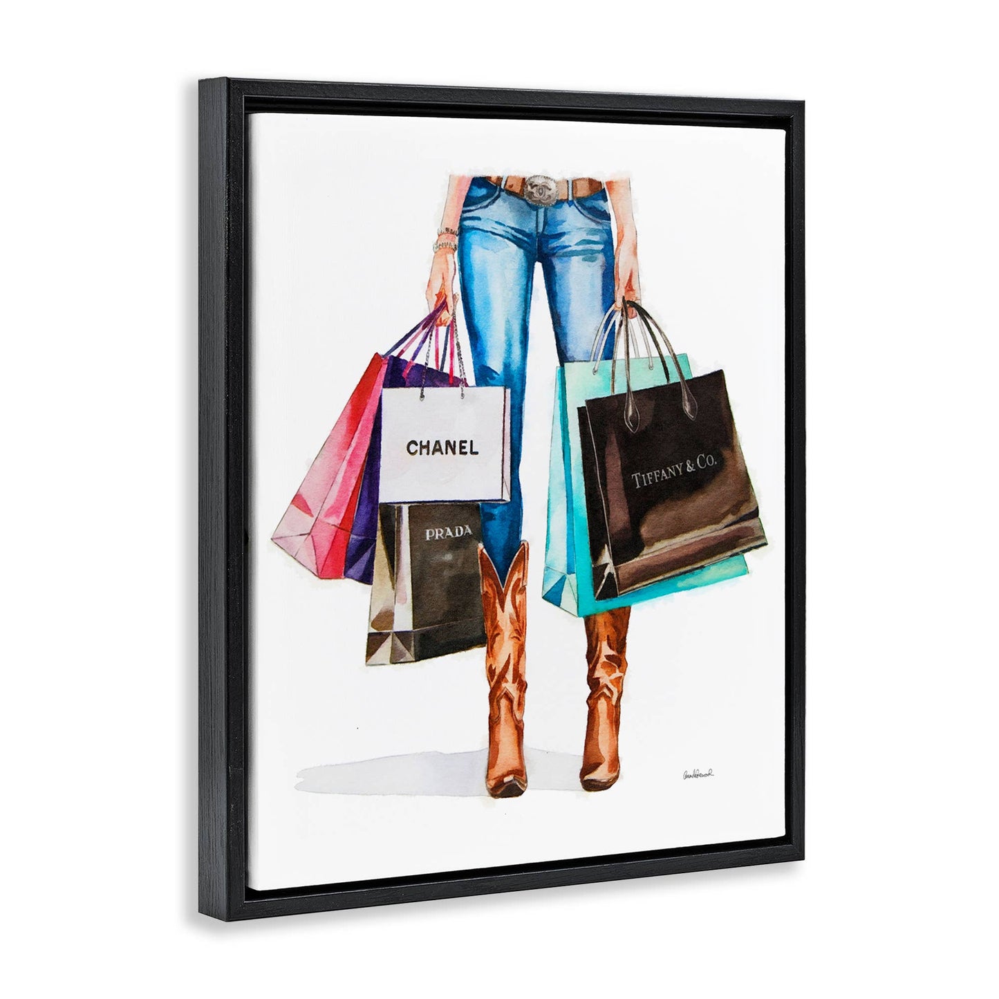 Shopping Bags Cowgirl - Framed Wall Art