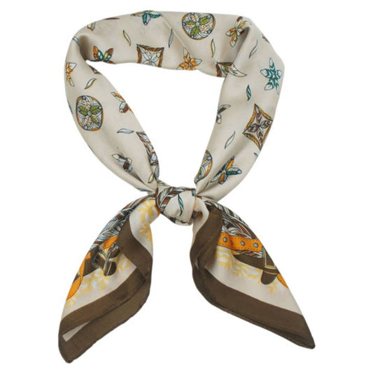 ASTRA FLORAL FLOWER FEATHER BORDER PRINT SCARF
