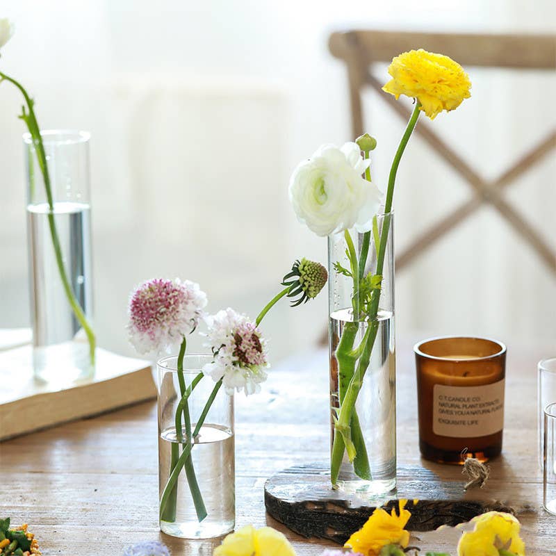 Glass Bud Vases, Light weight GlassVases, Bud Cylinder Vases