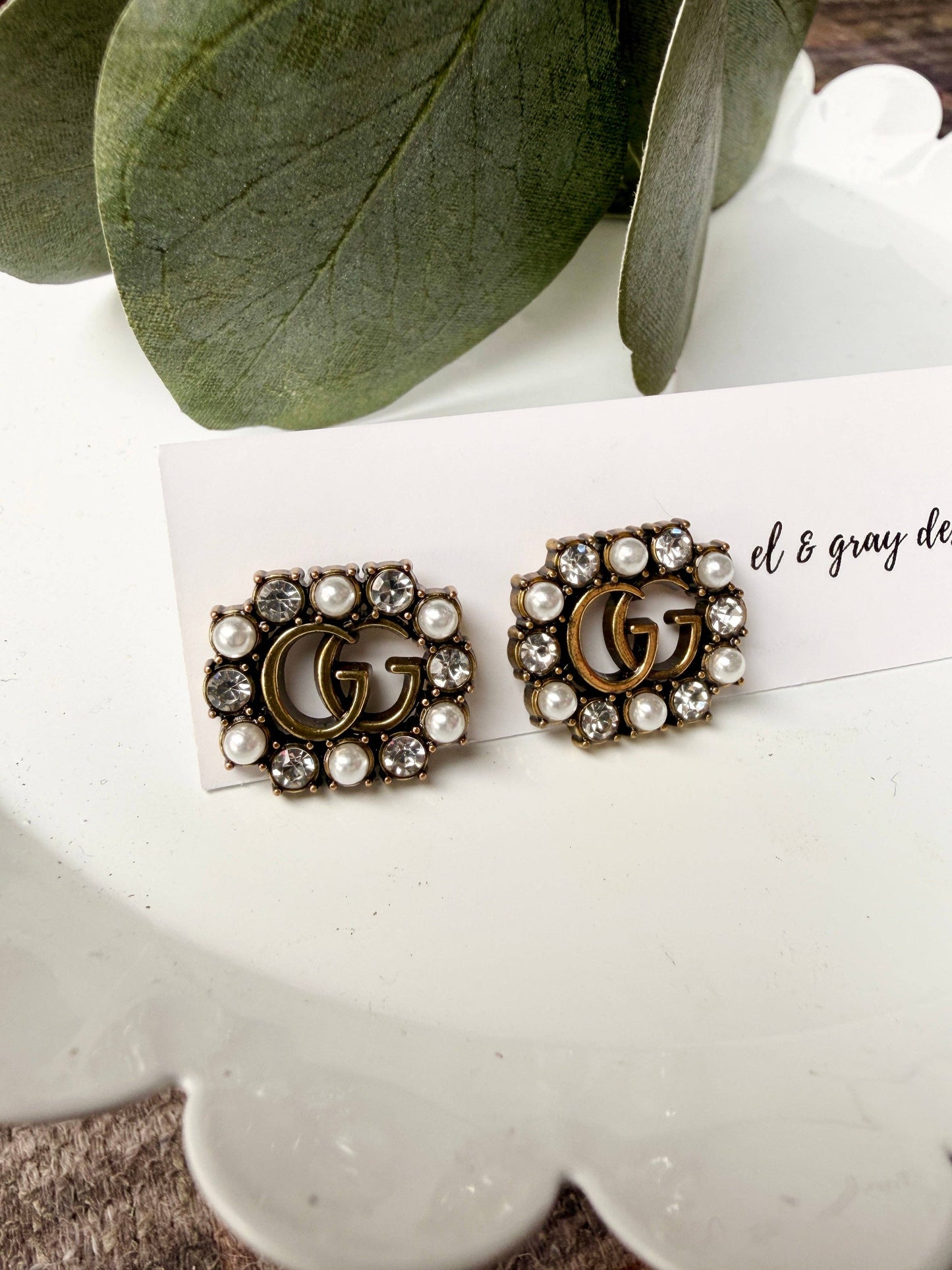 Upcycled Gucci Pearl Pendant Earrings