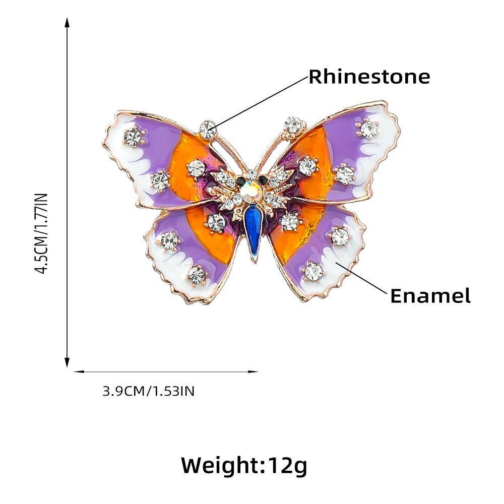 Rhinestone Enamel Butterfly Brooch Pin for Clothes