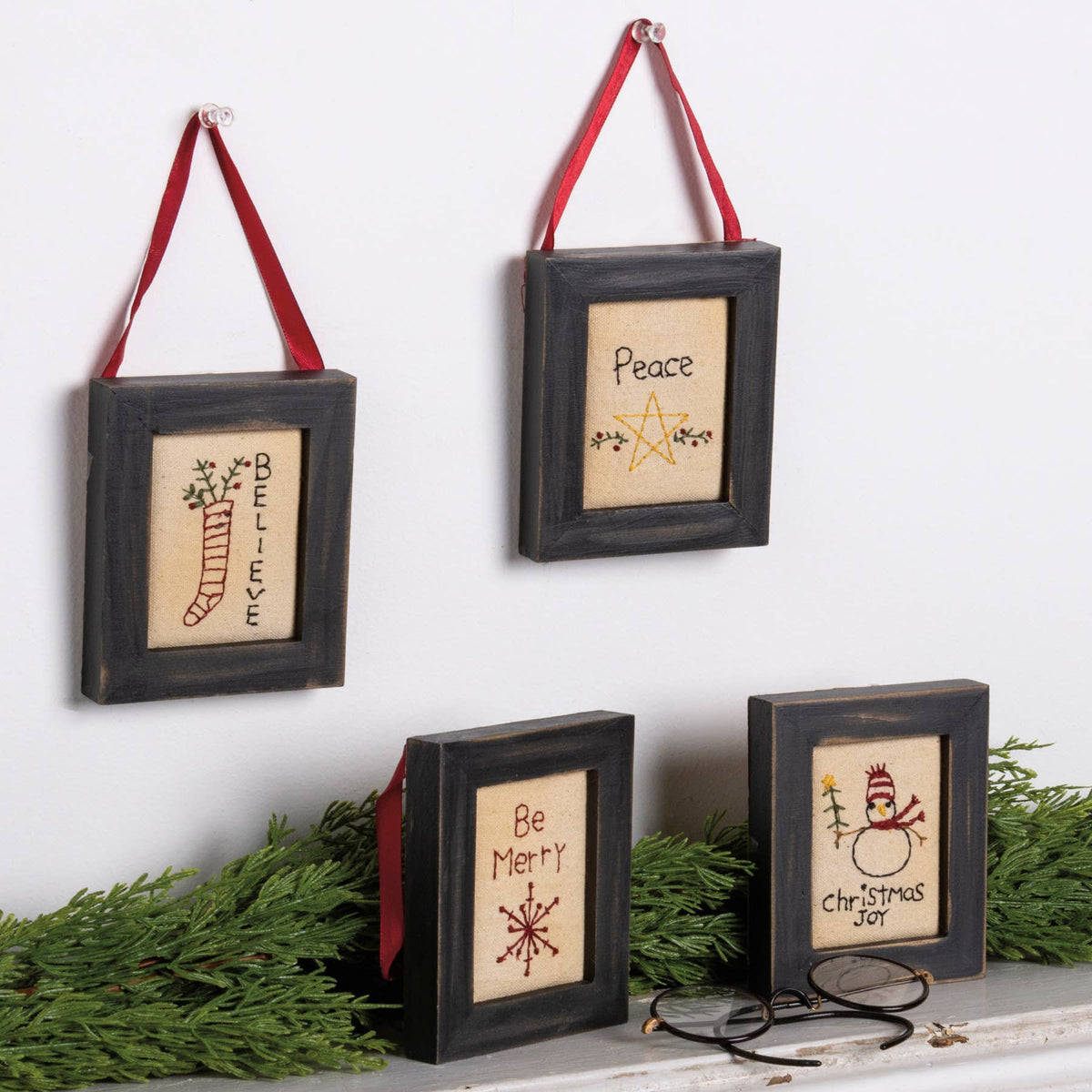 Be Merry Believe Peace Christmas Stitchery Set