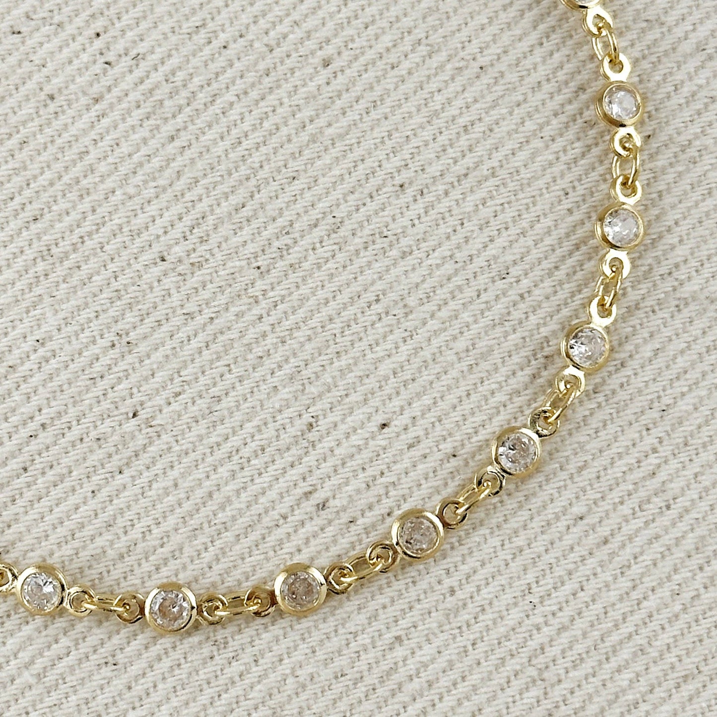 18k Gold Filled Round Bezel CZ Bracelet
