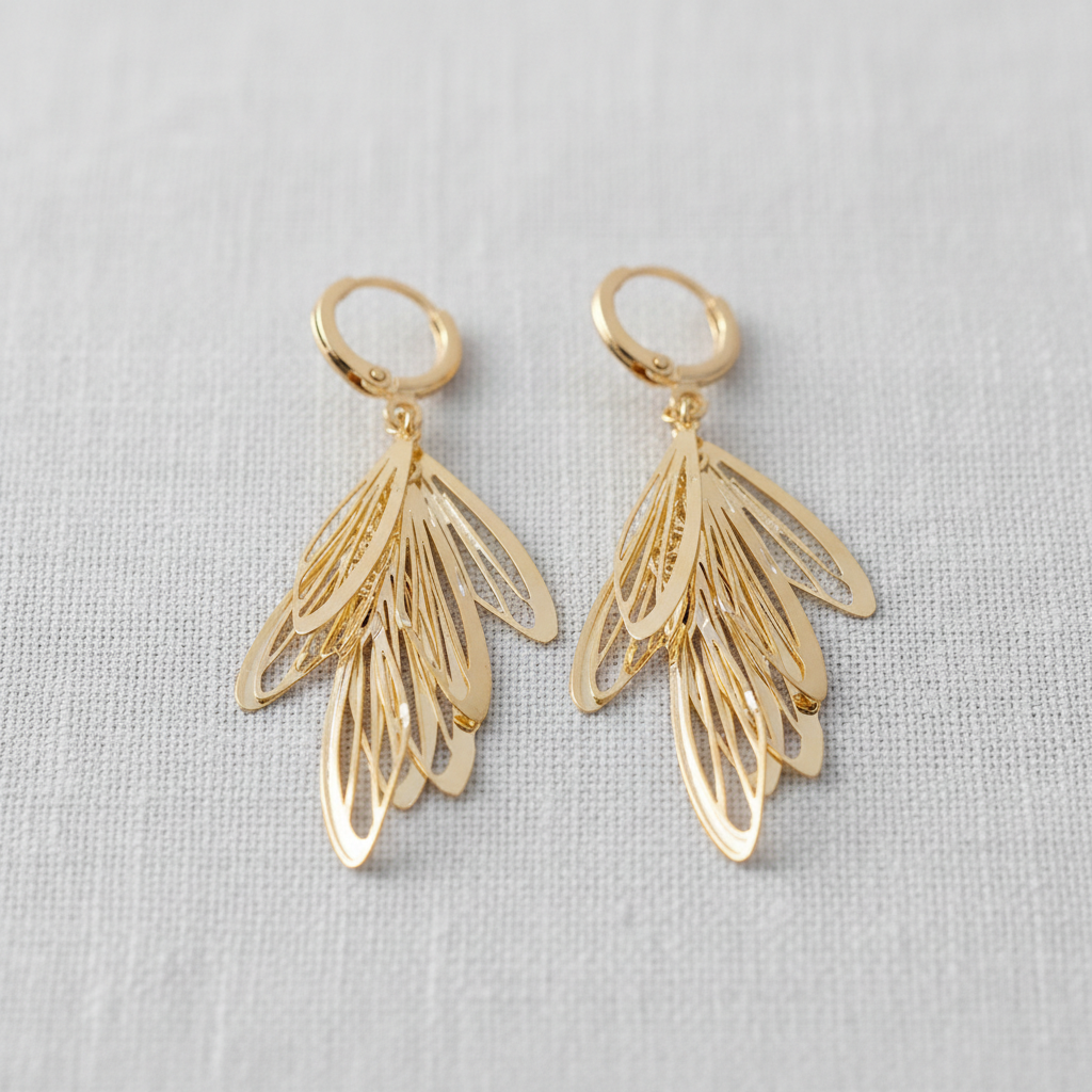 Gold Wing Tassel Ear Cuff Earrings