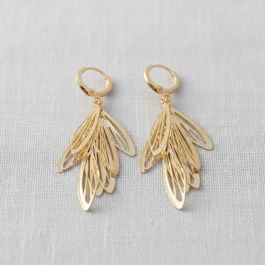 Gold Wing Tassel Ear Cuff Earrings