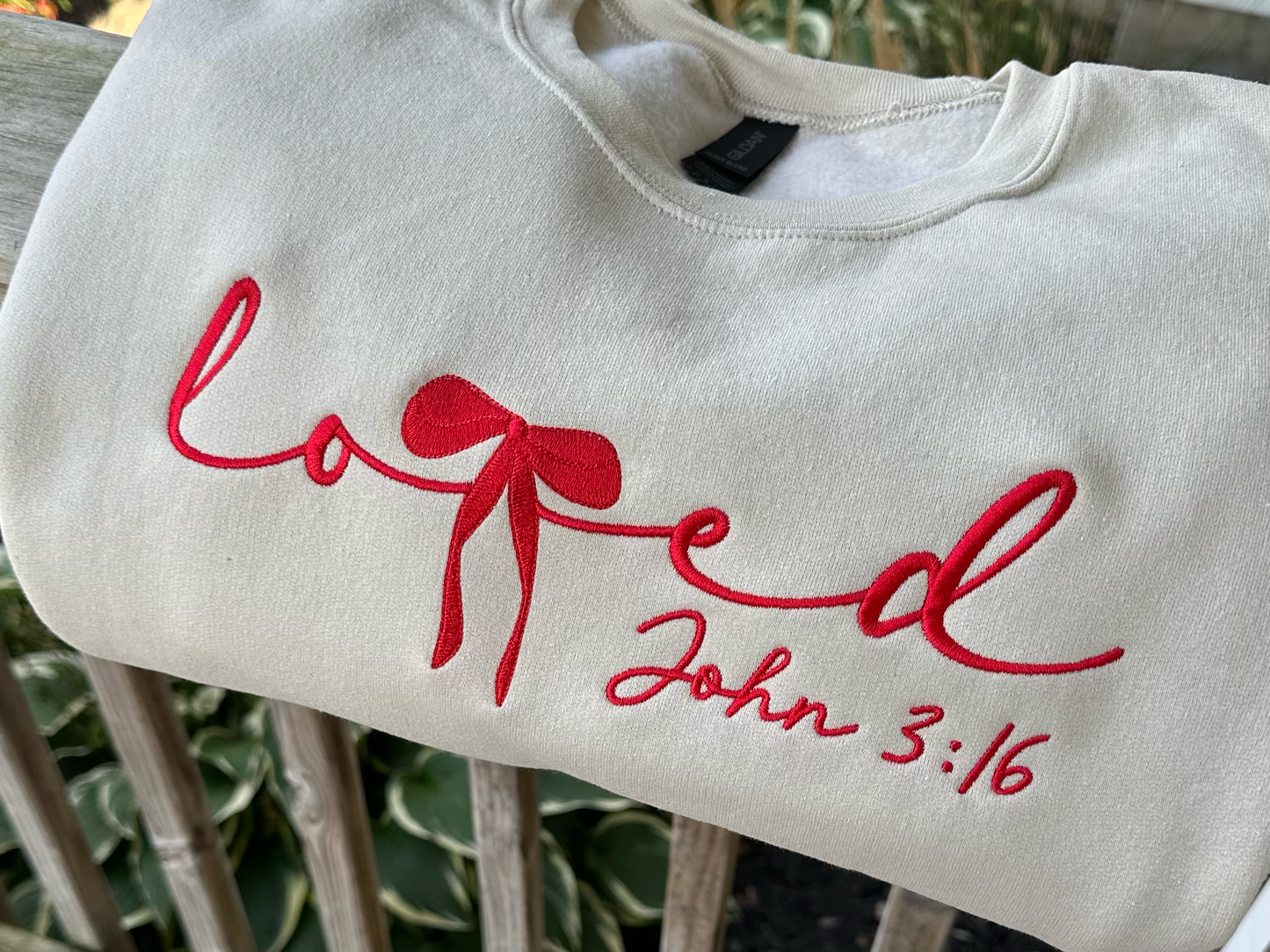 Loved John 3:16 Embroidered Crewneck Sweatshirt