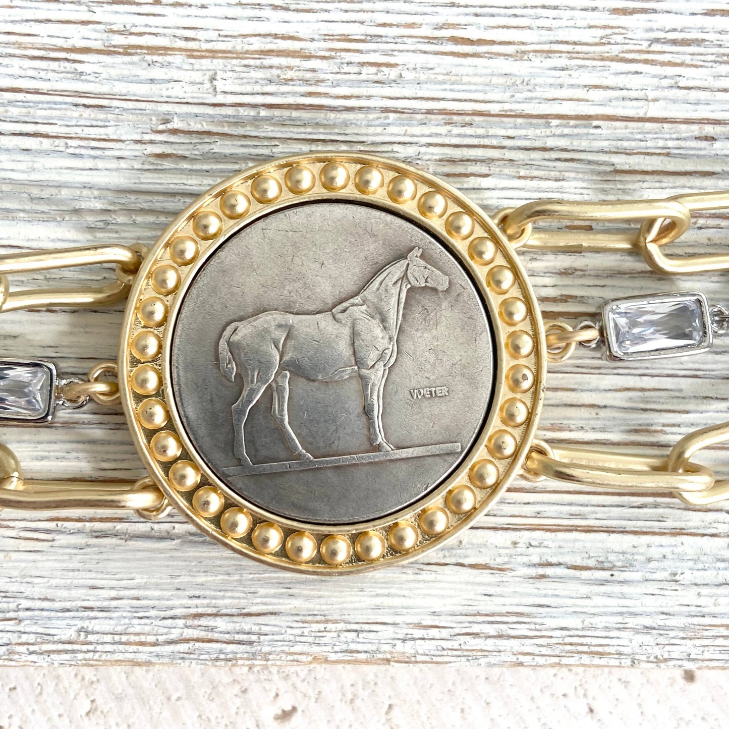 Horse Coin Statement Bracelet - Country Western Equestrian